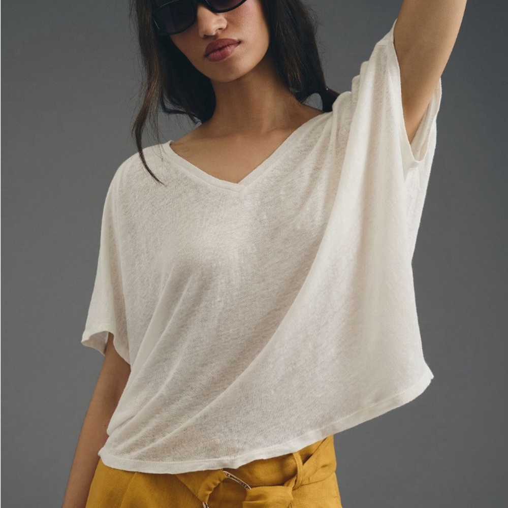 Anthropologie linen dolman sleeve top
